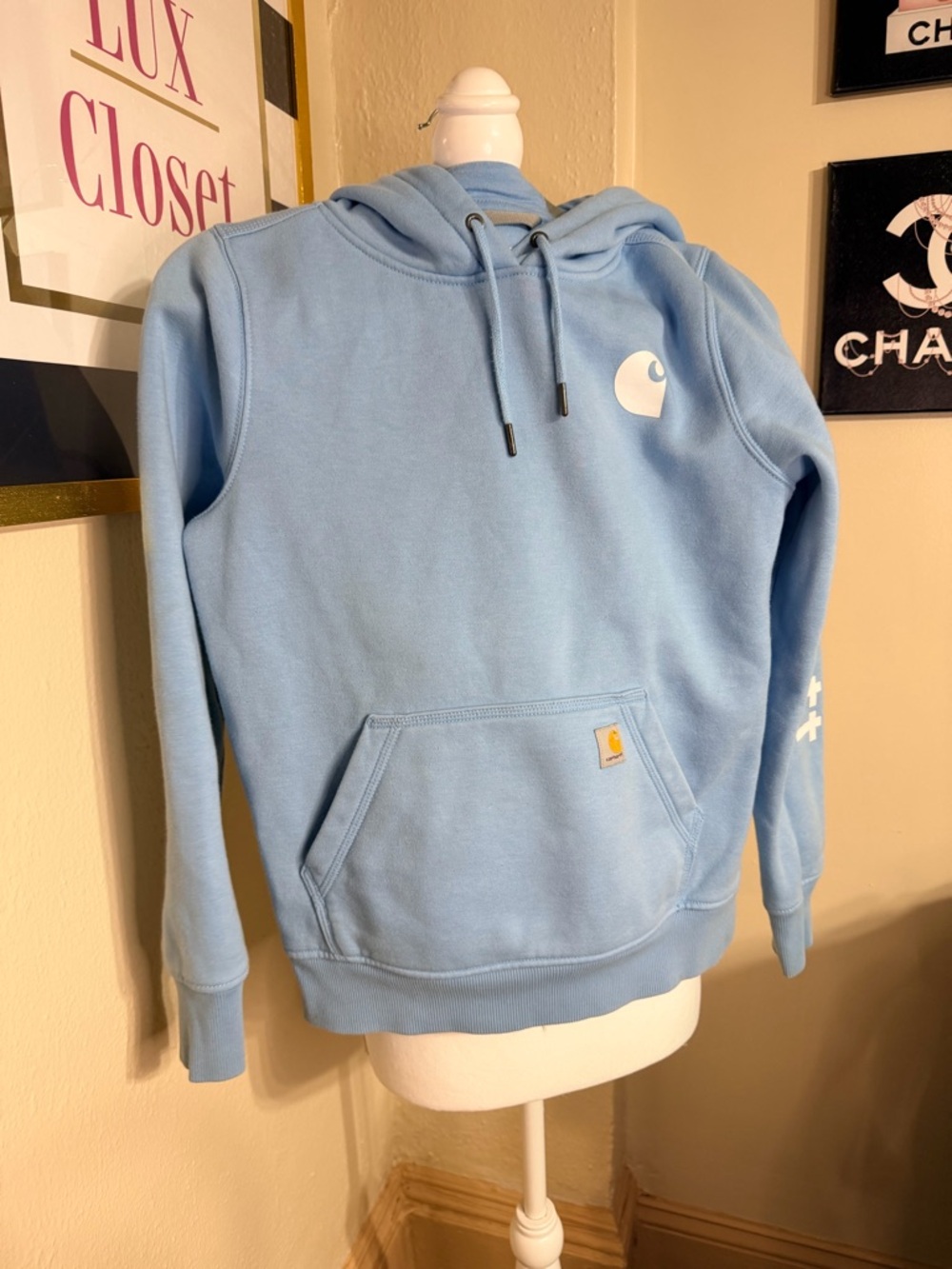 Carhartt Light Blue Pullover Hoodie with Logo